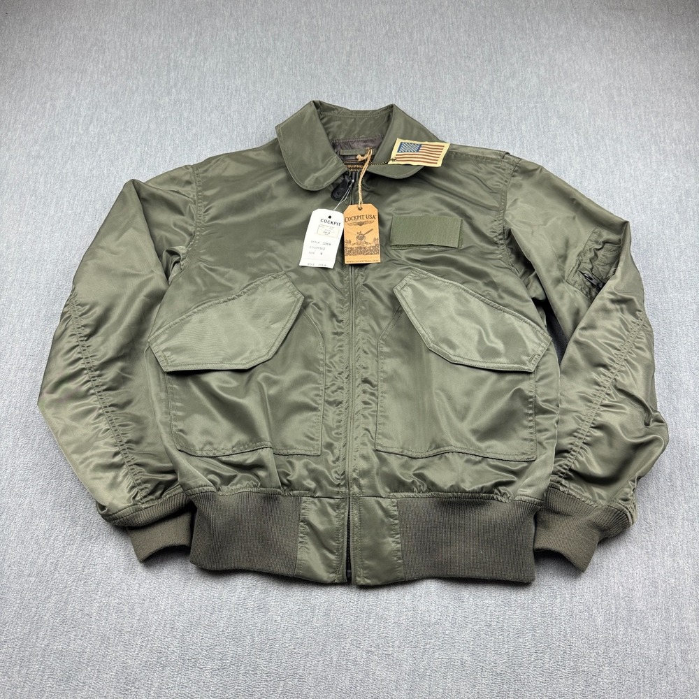 Vintage Cockpit USA Jacket Mens Medium Military-Spec Flight Bomber Made in USA